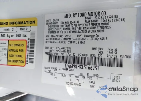 2020 Ford Mustang Ecoboost Fastback из США, поврежденный, VIN 1FA6P8THXL5166951